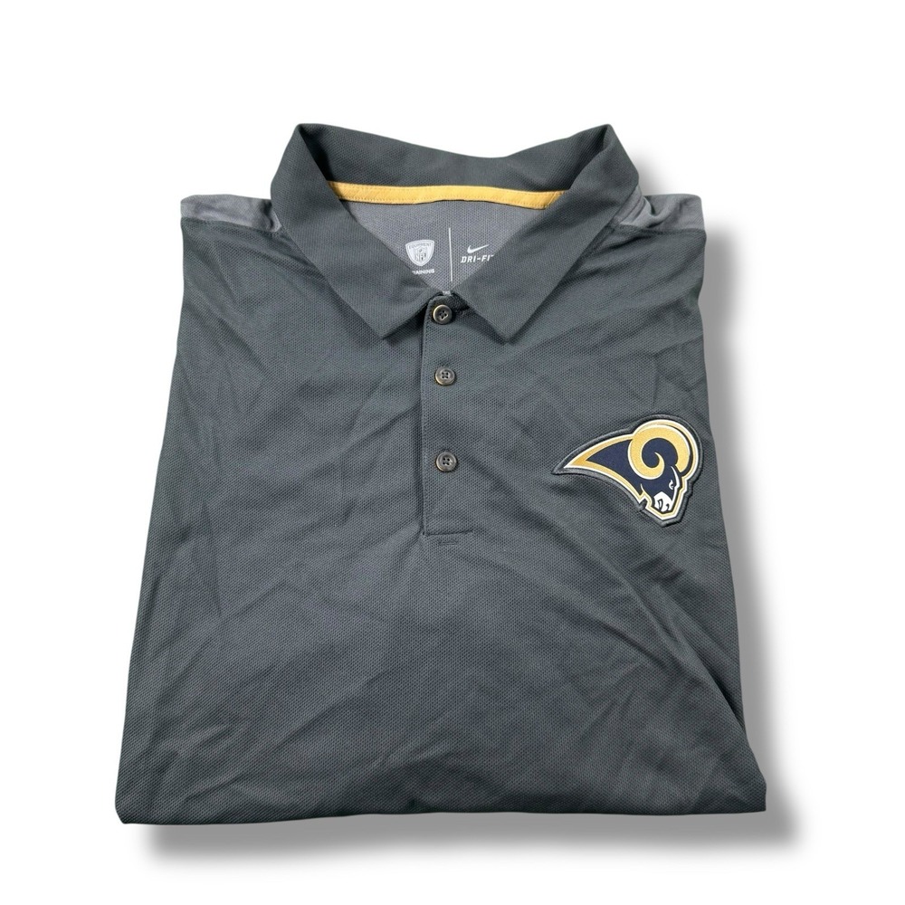 Nike NFL Training Equipment St. Louis Rams Gray Dri-Fit Polo Shirt Men 2XL LNWOT